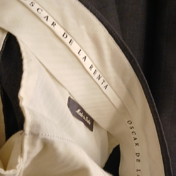 Oscar de la Renta Charcoal Pinstripe Suit Jacket And Pants - Picture 11 of 14